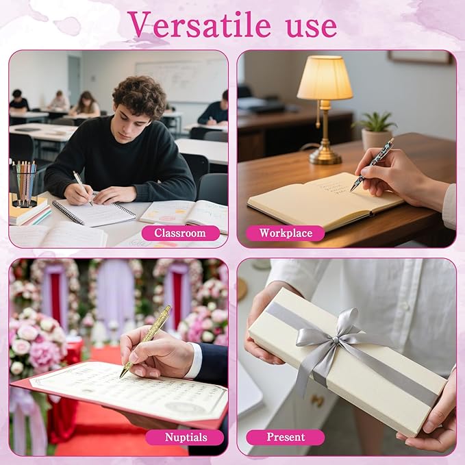 100 Pcs Fancy Pens Bulk Pretty Cute Glitter Ballpoint Sparkly Metal Pens Black Journaling Ink Pen Medium Point 1.0 mm for Women Nurse Teacher School Office Graduation Gift-DeskLoop Office