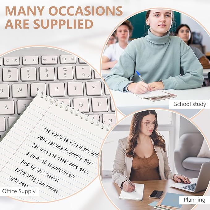 6 Pack 8.5 x 11'' Top Bound Office Steno Book Wide Ruled Double Sided Spiral Notebooks Reliable White Paper 70 Sheets/Pad Pastel Colors Covers for Writing School Notes(Hot Stamping)-DeskLoop Office