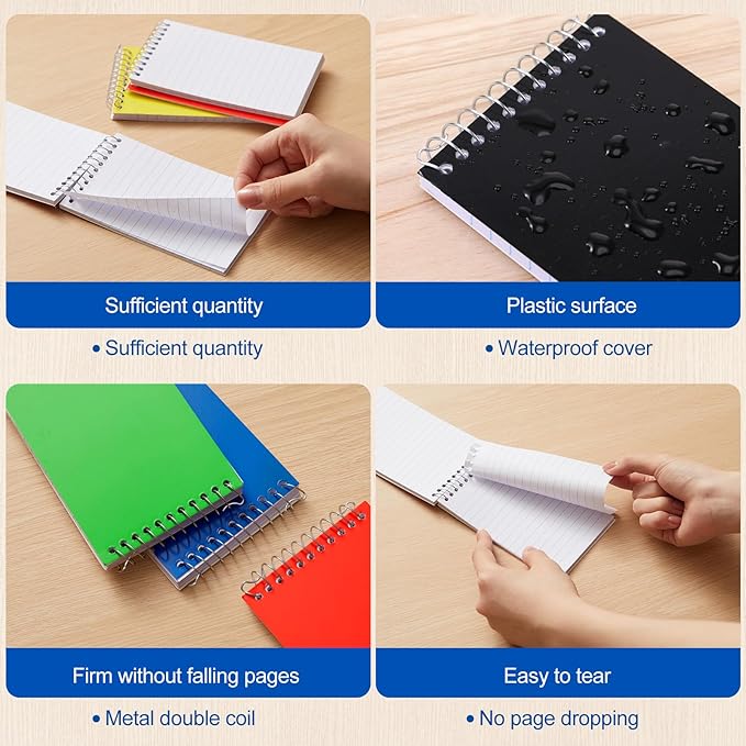 36 Pcs Small Pocket Notebooks 3 x 5 Inch Mini Memo Spiral Notepads Top Bound College Ruled Lined Note Pads for Back School Office Journaling Noting, 75 Sheets/Pad (Rainbow)-DeskLoop Office