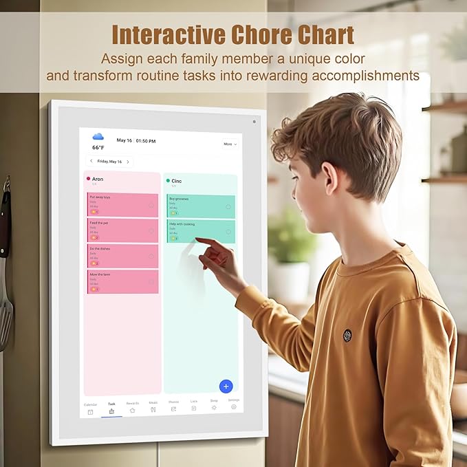 Smart Digital Calendar: 21.5-Inch Electronic Wall Calendars & Chore Chart, Full HD Interactive Touchscreen Display for Family Schedules Planner,Seamless Scheduling/Organizing-Wall/Desk Mountable-DeskLoop Office