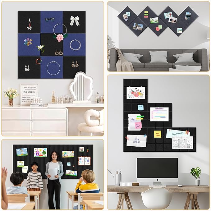 Smarpau Large Cork Board 48"x36", Bulletin Board for Walls, 12 Pack Pin Board Felt Corkboards with 35 Pushpins 50 Removable Security Stickers, Cork Boards for Office Home Decor-DeskLoop Office