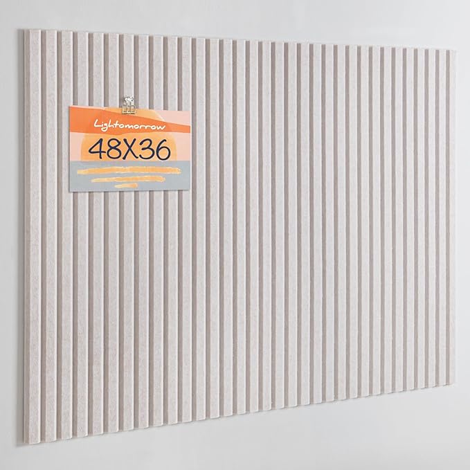 Large Bulletin Board, 48 x 36 inches Felt Board Decorative Pin Board, 4' x 3' Cork Board Alternative for Wall, Foldable Photo Board with 20 Pushpins - Oatmeal Stripes-DeskLoop Office