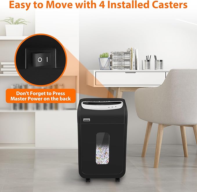 Paper Shredder for Home Office Heavy Duty with 60 Mins Running with US Patented Cutter,Shred CD/Card with Extra Large Bin,AUTO Jam Proof(ETL) (25-Sheet Cross Cut)-DeskLoop Office