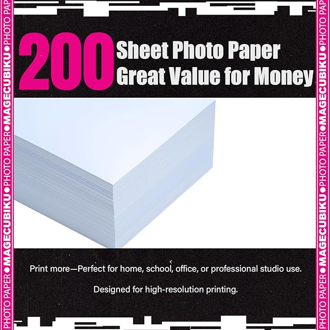 Glossy Photo Paper 4x6 Inches,200 Sheets 70 lb/258 gsm Premium Heavyweight Photographic Paper for Inkjet Printer Instant Dry Professional Postcard Picture Use Dye Ink-DeskLoop Office