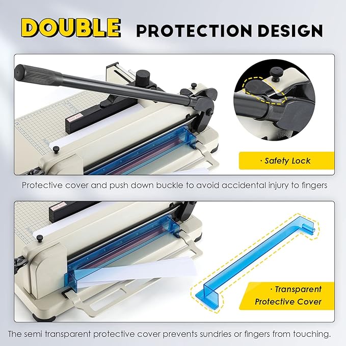 CGOLDENWALL Heavy Duty Paper Cutter A4 12" Paper Guillotine Cutter, Max. 400 Sheets, 0.02mm Cutting Accuracy, Suitable for Offices Production Leather Fabrics-DeskLoop Office