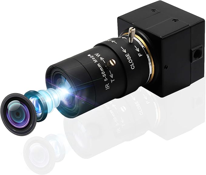 SVPRO USB Web Camera 1080P Full HD Webcam with Zoom Lens, 5-50mm Telephoto Webcam Manual Focus with Sony IMX323 Sensor, H.264 0.01lux Low Light Camera for Industrial Machine Vision,UVC Free Drive-DeskLoop Office