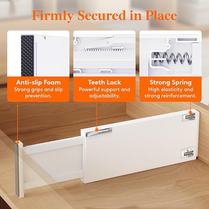 Lifewit 12 Pack Drawer Dividers Plastic 5" High, 13.5-22" Adjustable Drawer Organizers for Clothes, Expandable Dresser Separators in Bedroom/Bathroom/Kitchen/Fridge/Office Organization and Storage-DeskLoop Office