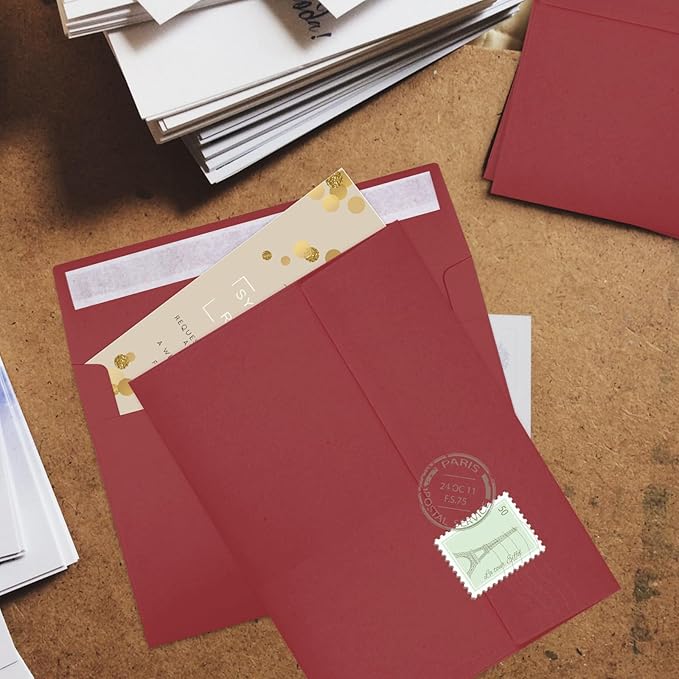 Joyberg 50 Packs Wine Red 5x7 Envelopes, Wine Red Envelopes 5x7, Wine Red Envelopes, Deep Red Color A7 Envelopes, Burgundy Envelopes 5x7, Invitations, Photos, Greeting Cards, Mailing (Wine red)-DeskLoop Office