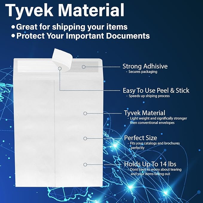 10x13 Envelopes, Catalog Envelopes 10x13, Catalog Mailer, Catalog Envelopes, Self Sealing Closure, Strong Material, 14 lb., Puncture, Tear & Moisture Resistant (500 Pack)