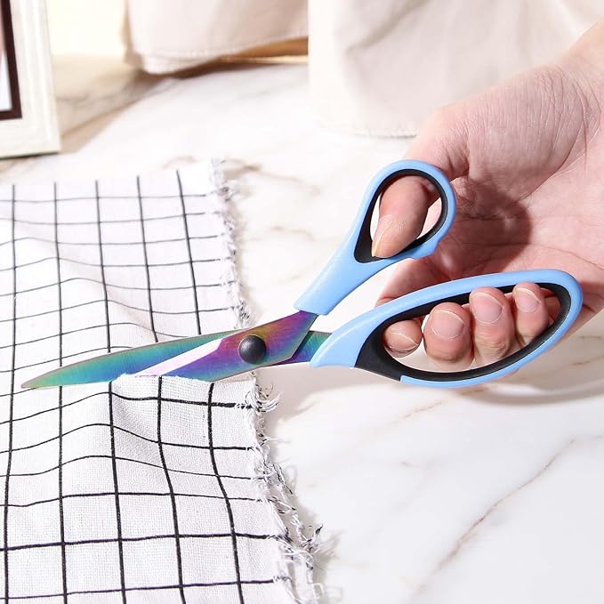 Scissors All Purpose, Sharp Titanium Blades Shears, Rubber Comfort Grip Handle, Multipurpose scissors 3 pack, Great for Office, Fabric, Craft, Sewing, Arts, School and Home Supplies, Black&Blue-DeskLoop Office