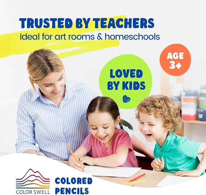 Color Swell Bulk Colored Pencils – 12 Sets, 144 Pre-Sharpened Assorted Vibrant Colors – Ideal for Kids, Teachers, and Classroom Supplies-DeskLoop Office