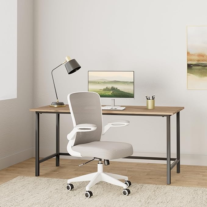 FelixKing Office Chair, Ergonomic Desk Chair Breathable Mesh Chairs with Adjustable High Back Lumbar Support Flip-up Armrests, Executive Swivel Comfy Task Computer Chairs for Home Office Gray-DeskLoop Office