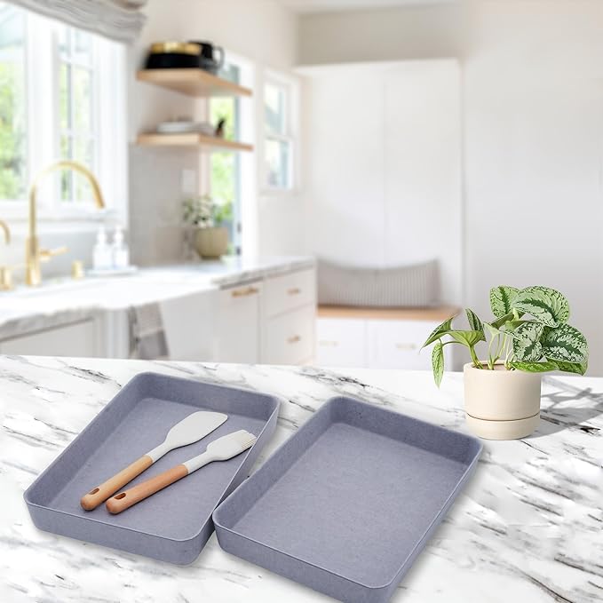 Welaxy 2-piece Office desk drawer organizer tray letter-size documents A4 paper book file Folder Holder storage bins ( Glacier Gray)-DeskLoop Office