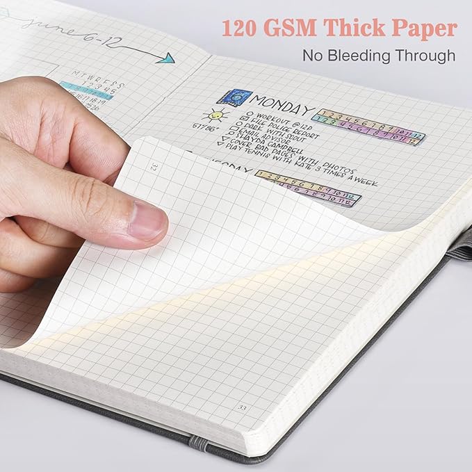 Graph Paper Notebook 3 Pack, A5 Grid Notebook Journal with Index Pages, Graph Notebook with 120gsm Paper, Leather Journal for Writing, Grid Paper Notebook for Work, School Supplies, Math,5.75" x 8.38"-DeskLoop Office