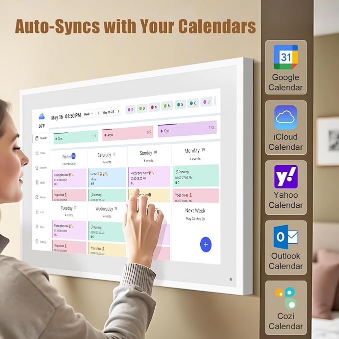 Smart Digital Calendar: 21.5-Inch Electronic Wall Calendars & Chore Chart, Full HD Interactive Touchscreen Display for Family Schedules Planner,Seamless Scheduling/Organizing-Wall/Desk Mountable-DeskLoop Office