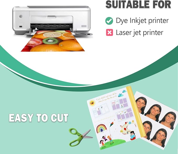 4x6 Glossy Photo Paper for Inkjet Printer, Thin Glossy Photo Paper for Chip Bags, 4R Photo Paper 36 lb, 100 Pack-DeskLoop Office