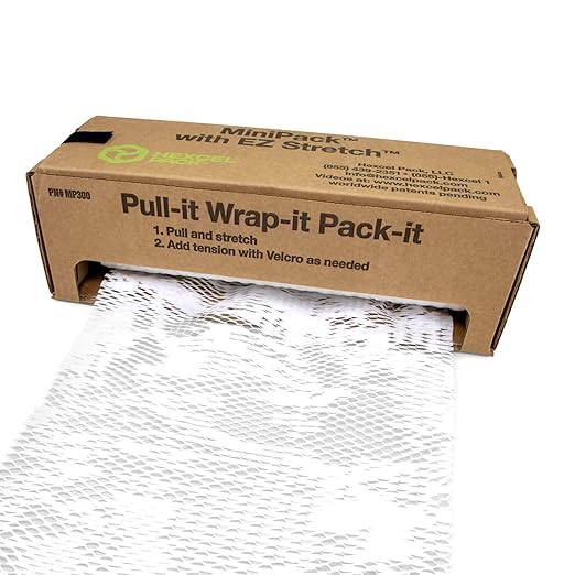 IDL Packaging Original HexcelWrap Honeycomb Packing Kraft Paper 15.25" x 300' Roll in Self-Dispensed Box, White - The First Patented Interlocking Slit Paper Design for Shipping-DeskLoop Office