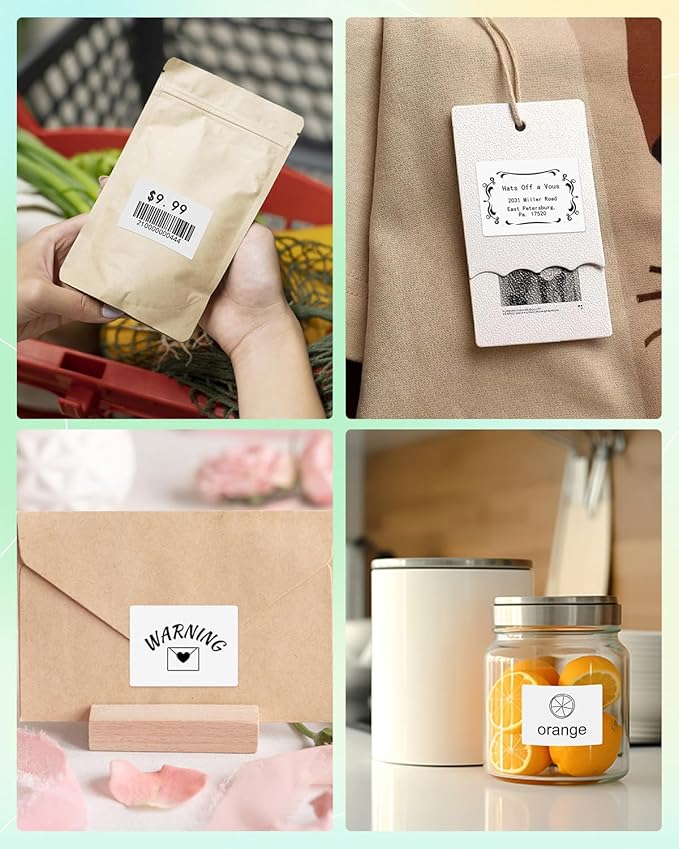 M100 Square Label 1.57'' x 1.18'' (40 x 30 mm), Compatible with Label Maker M110/ M220/ M221/ M120/ M200/M260/M150, White, 230 Labels/Roll, Multi-Purpose Adhesive Thermal Labels, Black on White-DeskLoop Office