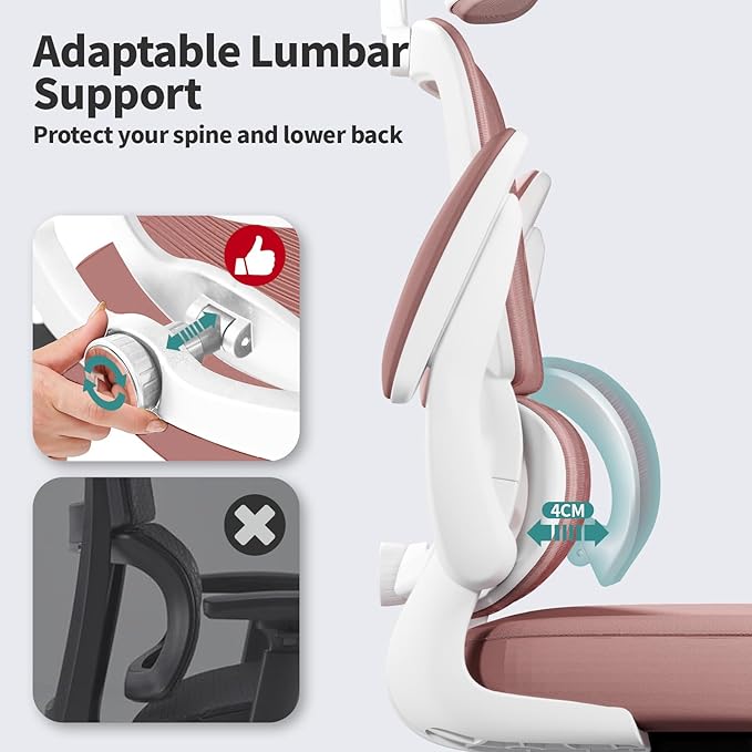 TRALT Office Chair Ergonomic Desk Chair, 330 LBS Home Mesh Office Desk Chairs with Wheels, Comfortable Gaming Chair, High Back Office Chair for Long Hours (Pink)-DeskLoop Office