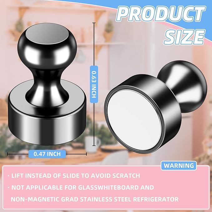 VNDUEEY 20Pcs Strong Fridge Magnets, Black Refrigerator Magnets, Magnetic Push Pins, Strong Whiteboard Magnets for Locker, Map, Kitchen, Office, School, Adults-DeskLoop Office