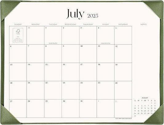 Simplified Desk Calendar 2025-2026 with Desktop Mat, Cabbrix Large Desk Pad Calendar 21" x 16-1/2" Runs From July 2025 to December 2026, Desk Blotter Calendar for Home School and Office (Mint Green)-DeskLoop Office