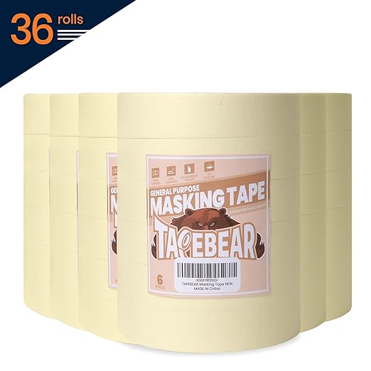 General Purpose Masking Tape Beige White 0.94 Inches x 60 Yards, Bulk Painters Tape for Painting, Labeling, DIY Arts Crafts, Home Office School Projects, 36 Rolls-DeskLoop Office