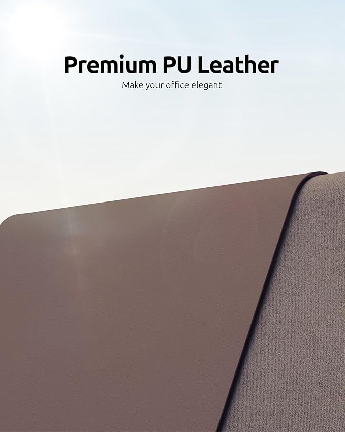 YSAGi Leather Desk Protector, Office Mat, Large Mouse Mat, Non-Slip PU Leather Blotter, Laptop Pad, Waterproof Writing Pad for Office and Home (Chocolate, 31.5" x 15.8")-DeskLoop Office