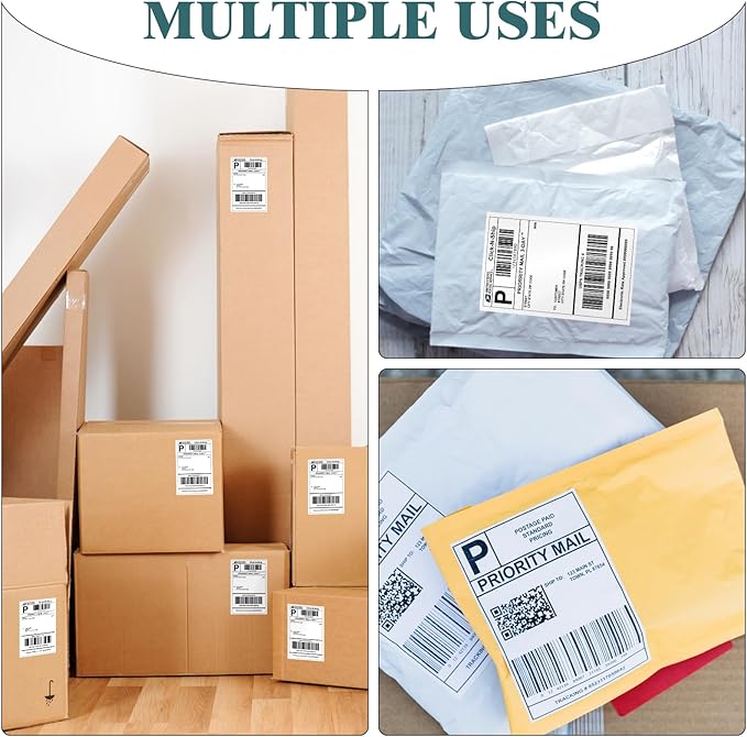 L LIKED 10 Rolls 4" x 6" Thermal Labels with 250 Labels/Roll - Compatible with Zebra & Rollo Printer Blank Direct Thermal Shipping Labels-DeskLoop Office