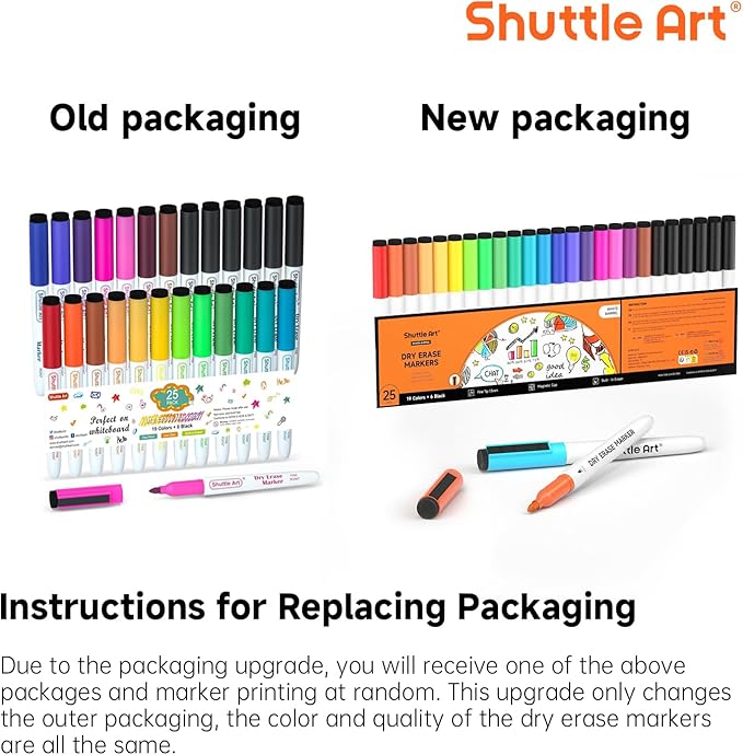 Shuttle Art Dry Erase Markers, 25 Pack 20 Colors Whiteboard Markers,Bundled with 5 Extra Black, Fine Tip Markers for Kids,Perfect for Writing on Dry-Erase Surfaces,School Office Supplies-DeskLoop Office