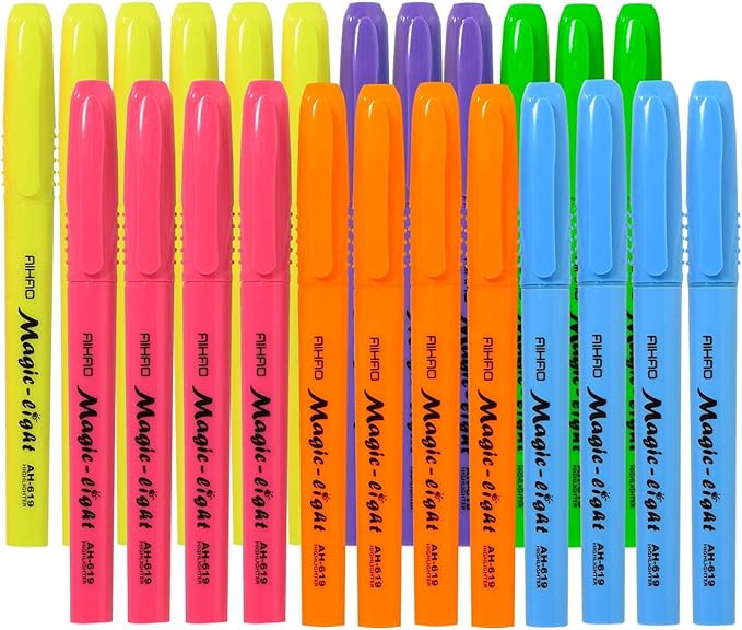 AIHAO Highlighters Assorted Colors, Chisel Tip Highlighter Pens, Pocket-Style, Assorted Ink Colors, 24 Pack-DeskLoop Office