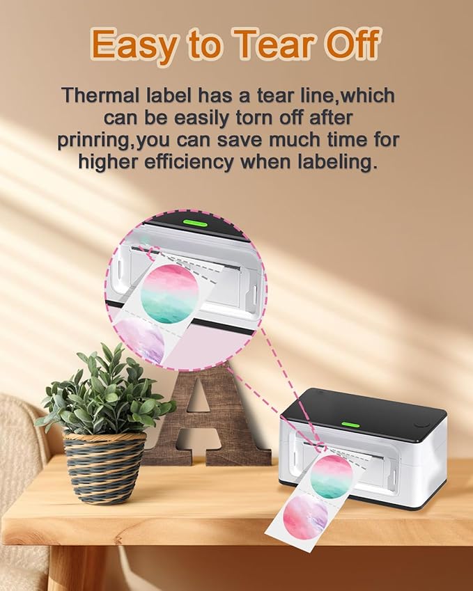 2 inch Round Thermal Labels - Direct Thermal Stickers, 500 Labels for Printer, 4 Colors-DeskLoop Office
