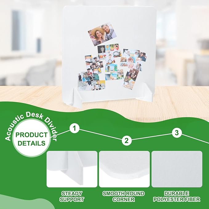 PATIKIL Desk Divider, 2 Set 24 x 24 Inch Acoustic Freestanding Desk Divider Desk Privacy Panel with 4 Pcs Support Feet for Library Office Workstation, White-DeskLoop Office