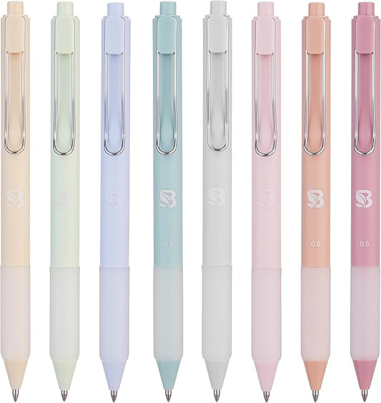 BLIEVE - Gel Pens Matte Finish, Smooth Writing, No Bleed - For Journaling, Bible Notes, Drawing - Cute School Supplies, 8 Pack (Pastel)-DeskLoop Office