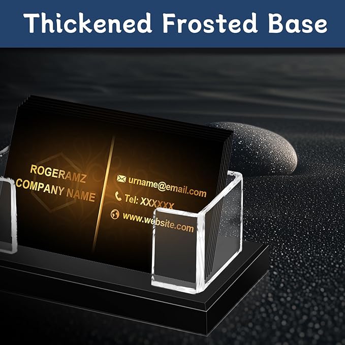 Acrylic Business Card Holder for Desk, Clear Business Card Display Stand with Black Base for Desk -2-Piece Gift Card Organizer for Office Desktop, Conferences, and Exhibition Receptions-DeskLoop Office