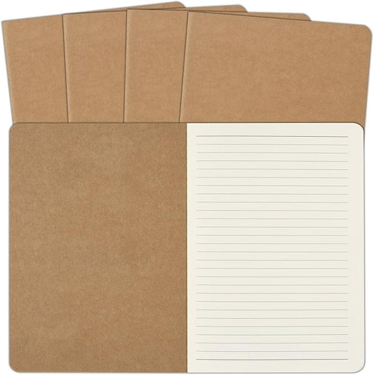ZCZN 5 Pack A5 Kraft Notebooks Bulk, 8.15x5.5 Inches Lined Paper Journaling Notebooks, Notebooks for Work, Composition Notebooks for School, Journal Notebooks for Office, 60 Pages-DeskLoop Office