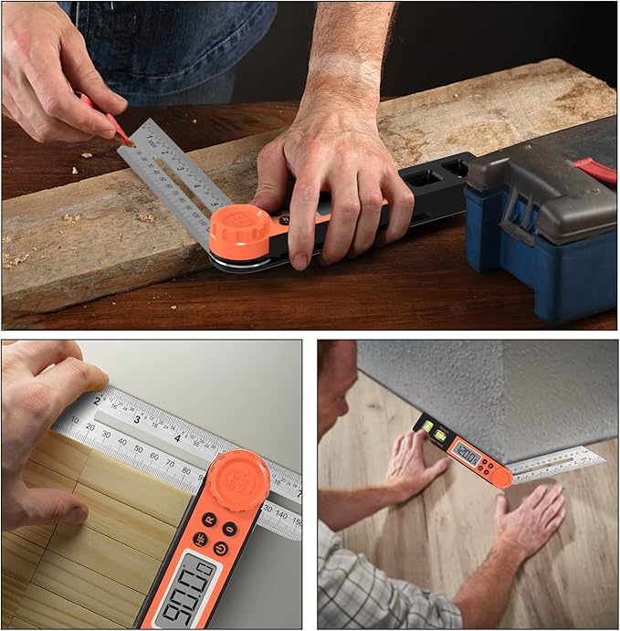 Digital Angle Finder Protractor 0-360 Degree T-Bevel Gauge & Protractor with Horizontal Vertical Bubble & Full LCD Display for Woodworking, Metalworking, Construction-DeskLoop Office