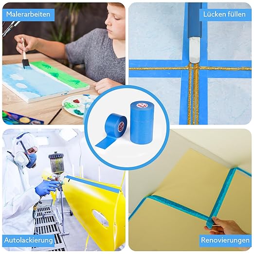 4 Rolls Painters Tape Blue Painters Tape 2 Inch Wide, Multi-Surface Masking Tape Bulk, 1.89 in x 220 Yd Total Blue Tape for Wall Painting Home Improvement DIY Crafts-DeskLoop Office