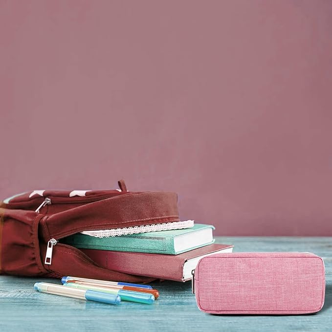 Della Gao Small Pencil Case Large Capacity Pencil Pouch Marker Pen Bag Coin Pouch Office Stationery Organizer (Pink)-DeskLoop Office