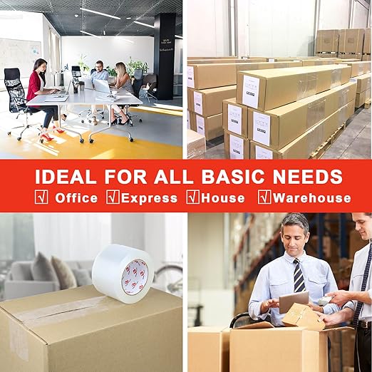 BOMEI PACK 3 inch Wide Clear Packing Tape, 3 inch x 110 Yards (330ft), Industrial Grade 3'' Heavy Duty Shipping Tape Refills for Box Office Moving, Packaging and Mailing-DeskLoop Office