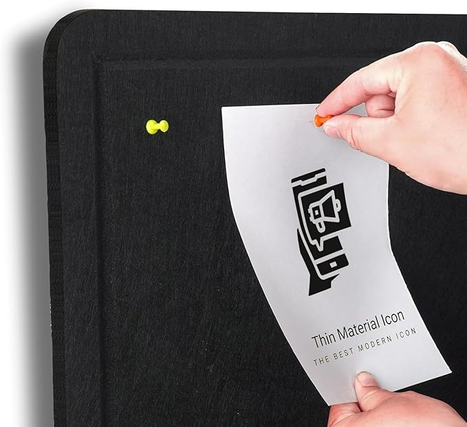 Bulletin Board - 35 x 17.5 inches Decorative Felt Pin Board - Cork Board Alternative for Wall - Foldable Photo Board Self-Adhesive Prayer Board with 20 Pushpins - Black-DeskLoop Office