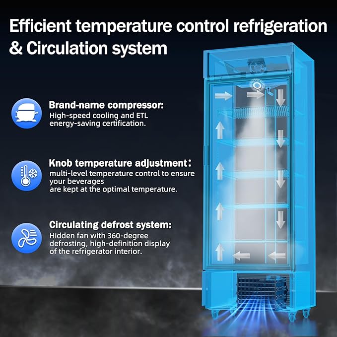 Commercial Beverage Refrigerator 15 Cu.ft. with Glass Door Display Merchandiser Fridge ETL Drink Cooler for Bars,Restaurants, Convenience Stores, Supermarkets and Offices-DeskLoop Office