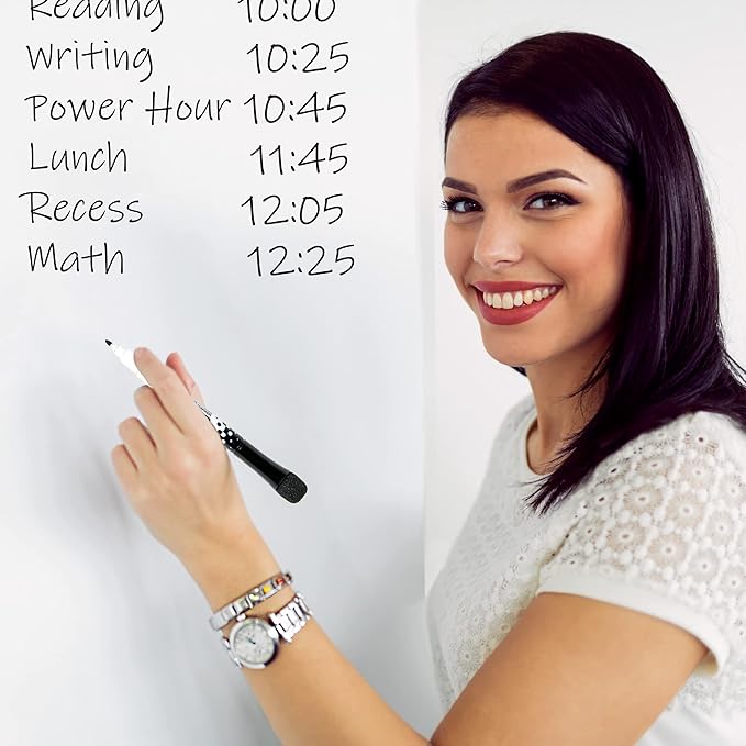 Glassboard Studio Black Fine Tip Dry Erase Markers Bulk 36-Pack with Magnetic Eraser Cap and Low Odor Ink for White Boards at School, Work, or Home-DeskLoop Office