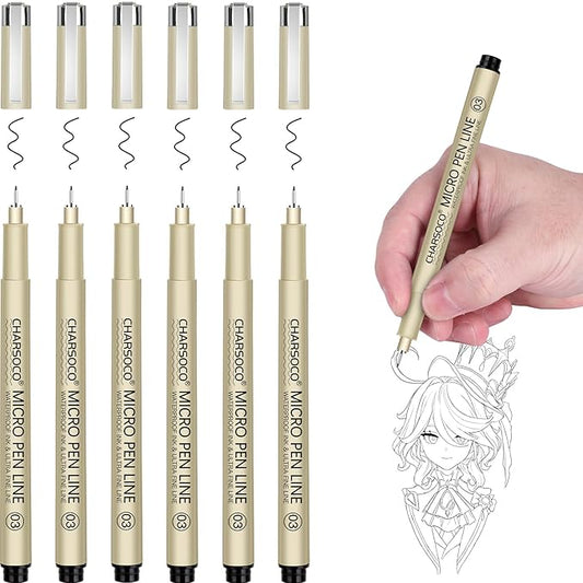 03 Micro Pen, Black Fine Point Pen with Waterproof Archival Ink, 0.38mm Fineliner Ink Pens for Artist Illustration, Sketching, Anime, Manga, Technical Drawing and Scrapbooking-DeskLoop Office