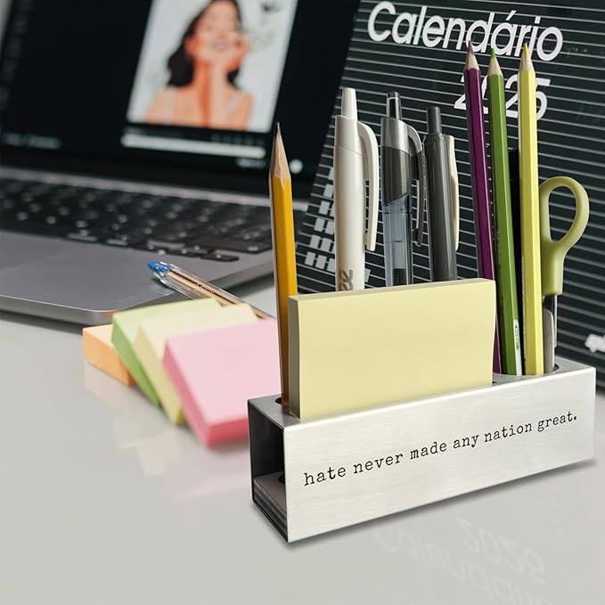 Hate Never Made Great, Racial Equality Anti Racism Pen Holder, Human Rights, Social Activist Gifts Desk Decor Stainless Steel Pencil Holders WCC62-DeskLoop Office