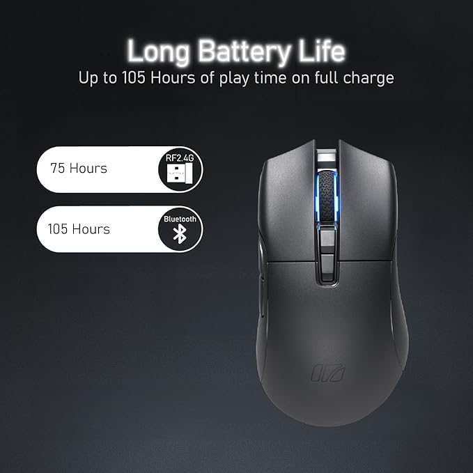 iRocks M31R Wireless Gaming Mouse, Triple Mode 2.4G/ Bluetooth/USB-C Detachable Cable Gaming Mouse, Kailh GM8.0 Mouse Switches, Advanced PixArt PAW3395 Optical Sensor, Up to 26,000 DPI - Black-DeskLoop Office