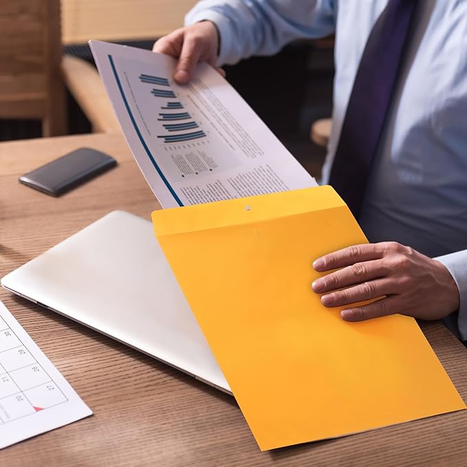 100 Pcs 14 x 18 Inch Extra Large Mailing Clasp Envelopes Jumbo Kraft Catalog Manila Envelope with Clasp Closure for Oversized Big Documents Office Home Business Legal School Storing Mailing-DeskLoop Office