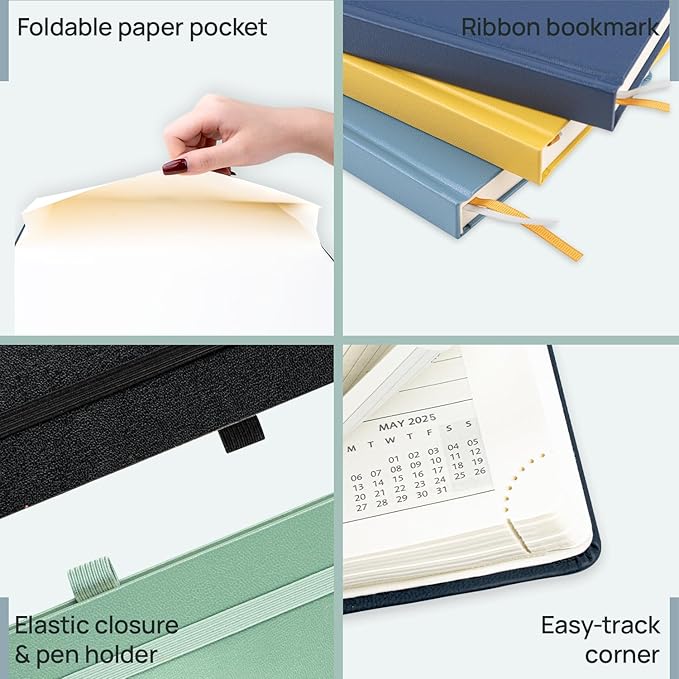 POPRUN Planner 2025-2026, (Medium 6.5'' x 8.5'' Hard Cover) Academic Calendar (July 25-June 26) Daily Weekly and Monthly Appointment Book with Hourly Time Slots, Monthly Tabs, 100 GSM - Haze Blue-DeskLoop Office