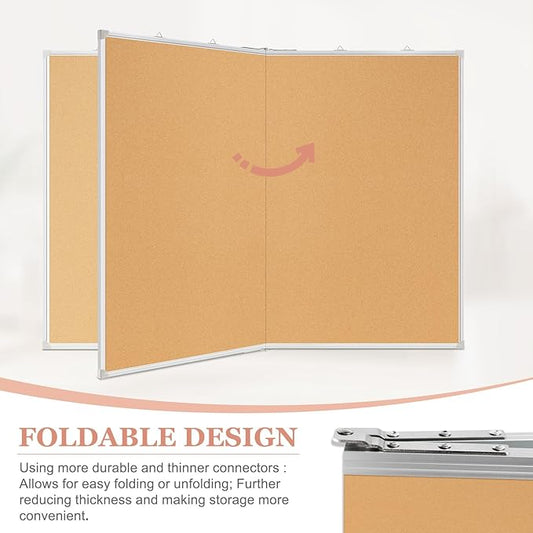 Double-Sided Large Cork Board, 48" x 36" Foldable Hanging Aluminum Framed Bulletin Board, Vision Board Pin Board Corkboards for Walls, Office, School Decor, 20 Pushpins-DeskLoop Office
