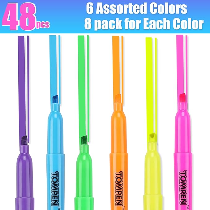 Highlighters Bulk 48 Pack – 6 Assorted Colors Chisel Tip High lighter Marker Set for School,Office,Bible Study, Journaling – Smear-Free,Quick Dry Ink Fluorescent Pens for Teachers & Students-DeskLoop Office