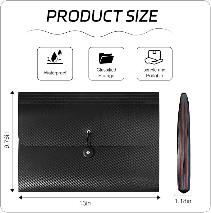 14 PCS Office Accordion File Organizer Bulk - 13 Pocket Plastics Expanding Folder with Tabs - Letter Size Loose Paper Folder for Work School Home, Student Teacher-DeskLoop Office